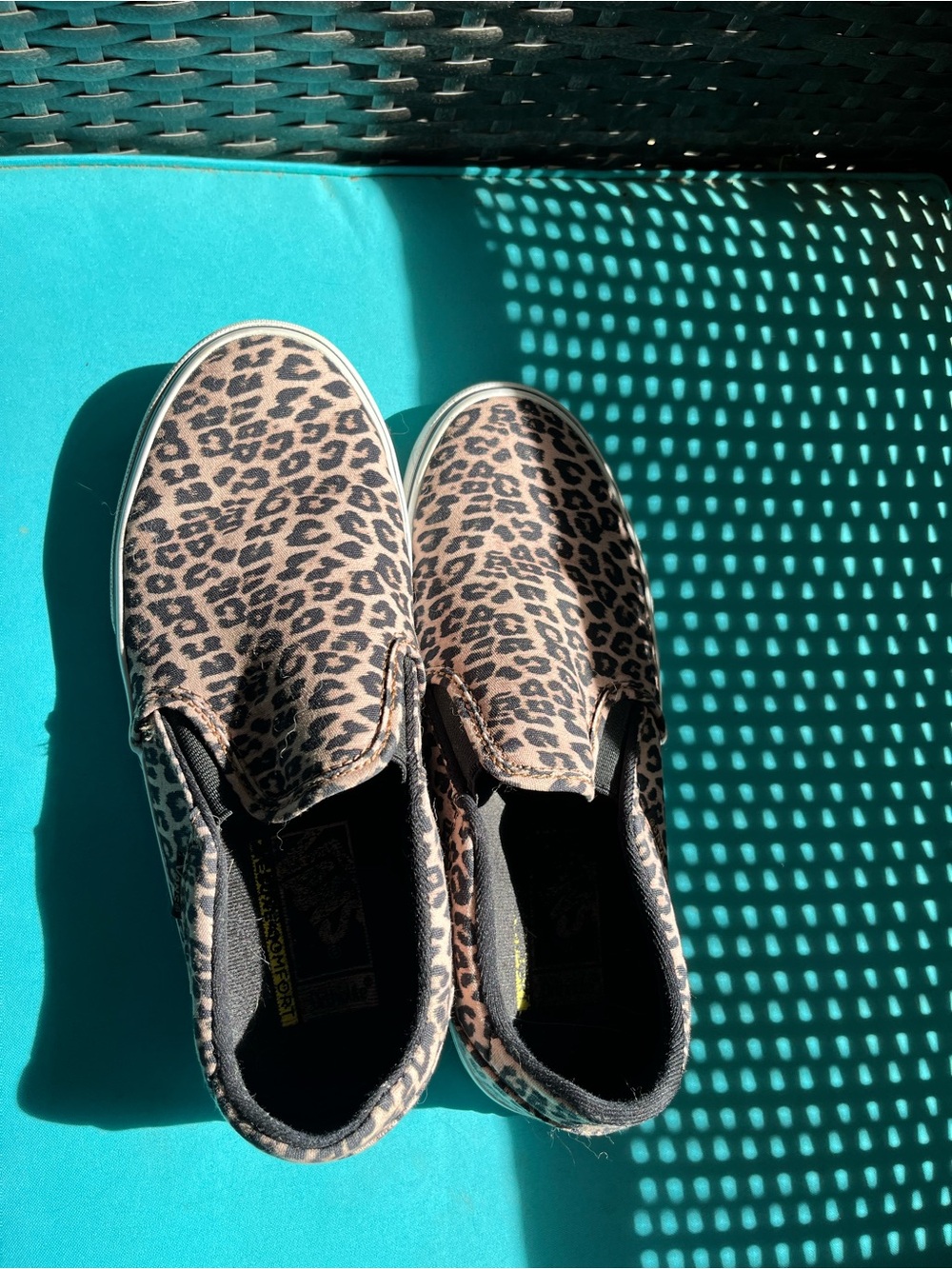 Vans Leopard Print Slip-On Flats - Tan & Black - Picture 5 of 7
